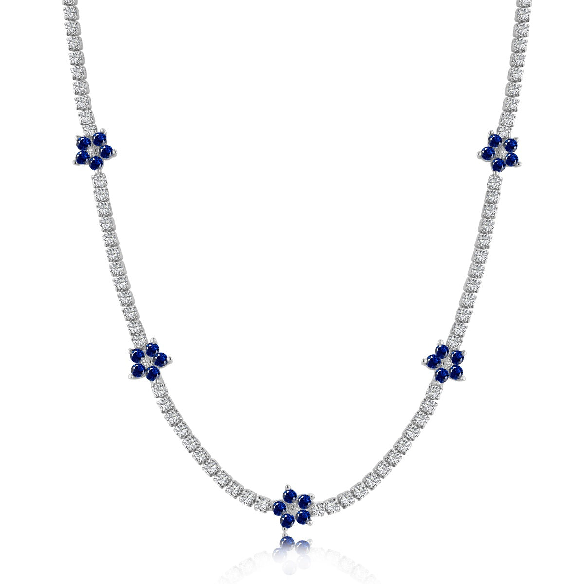 Collana choker tennis 2 mm con pietre bianche e blu