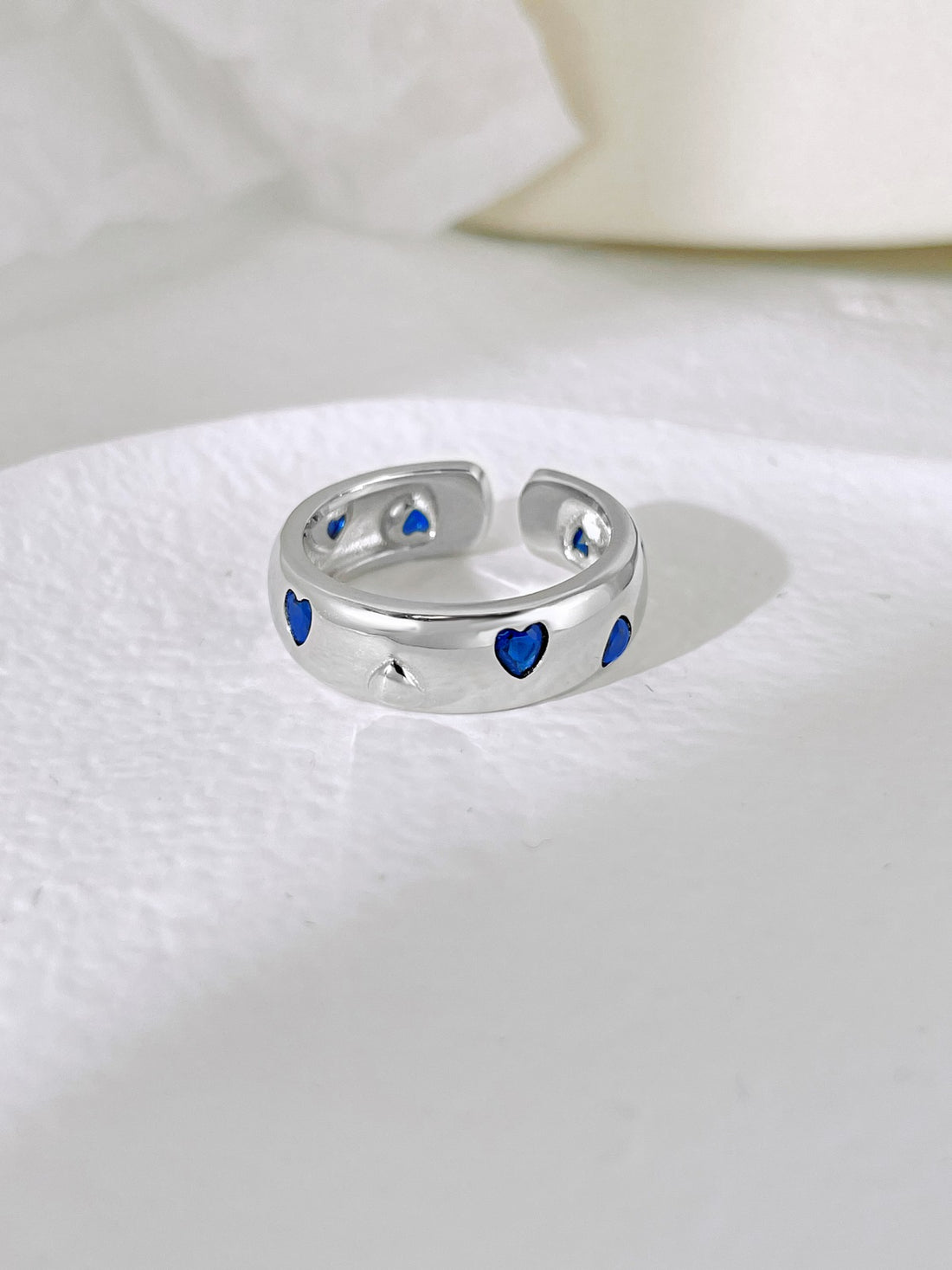 Anello cuori blu