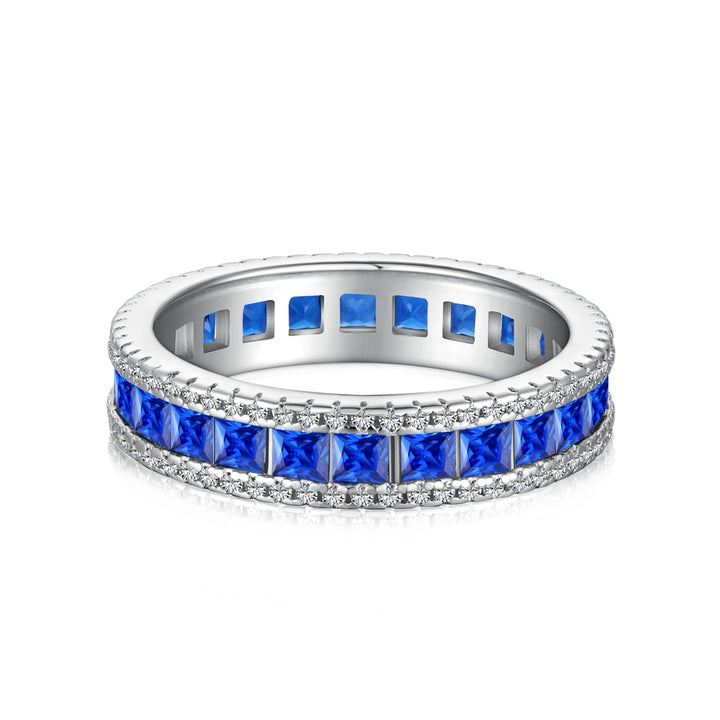 Anello eternity veretta con pietre bianche e blu