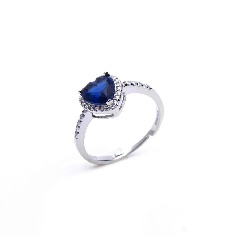 Anello con cuore blu