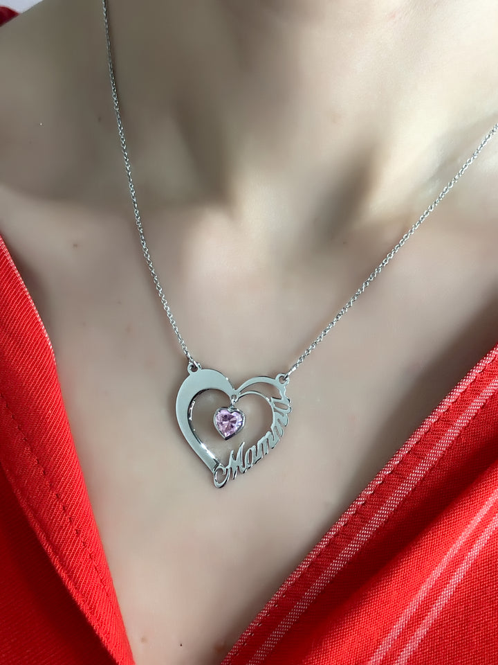 Collana mamma con cuore rosa