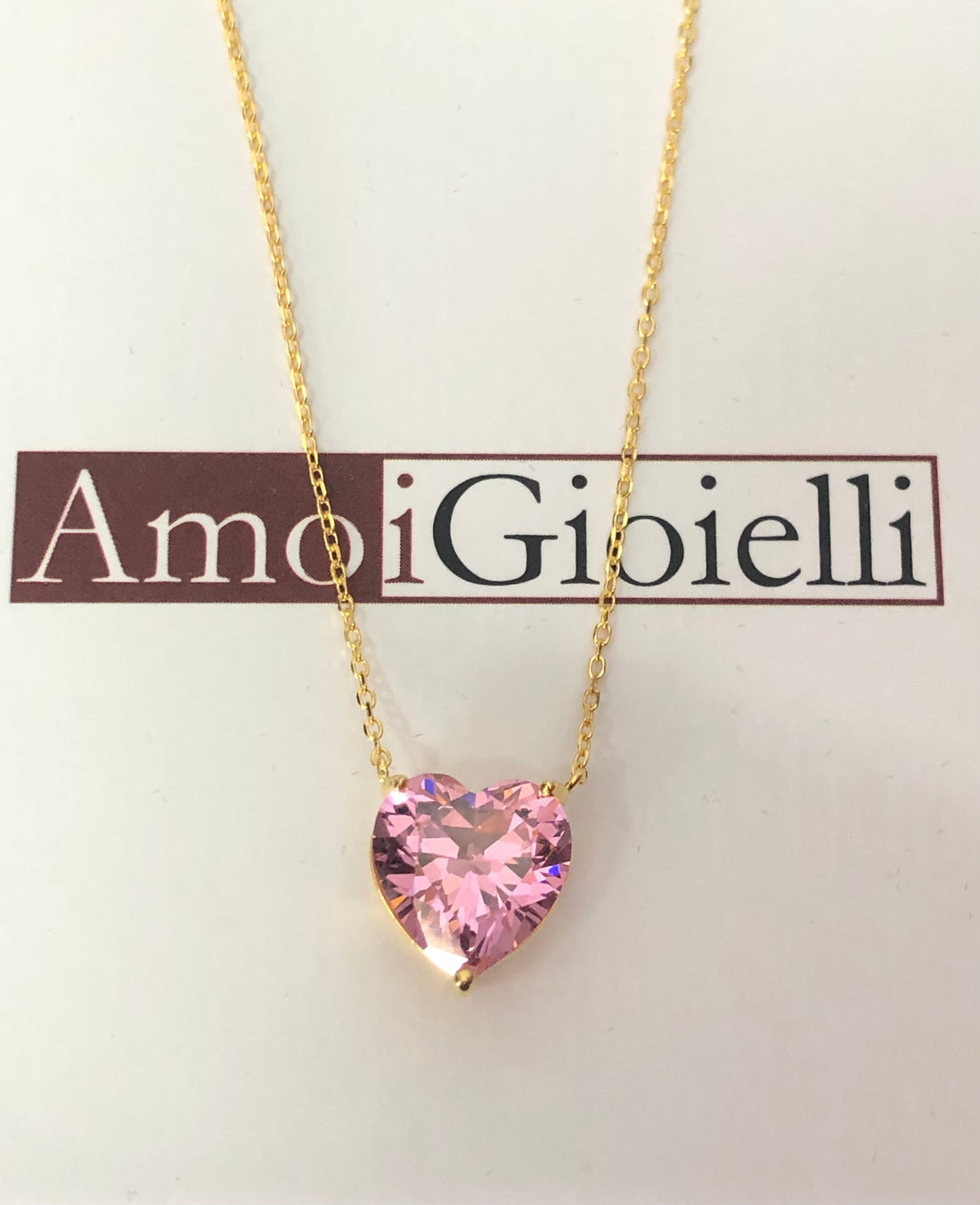 Collana con cuore pietre rosa