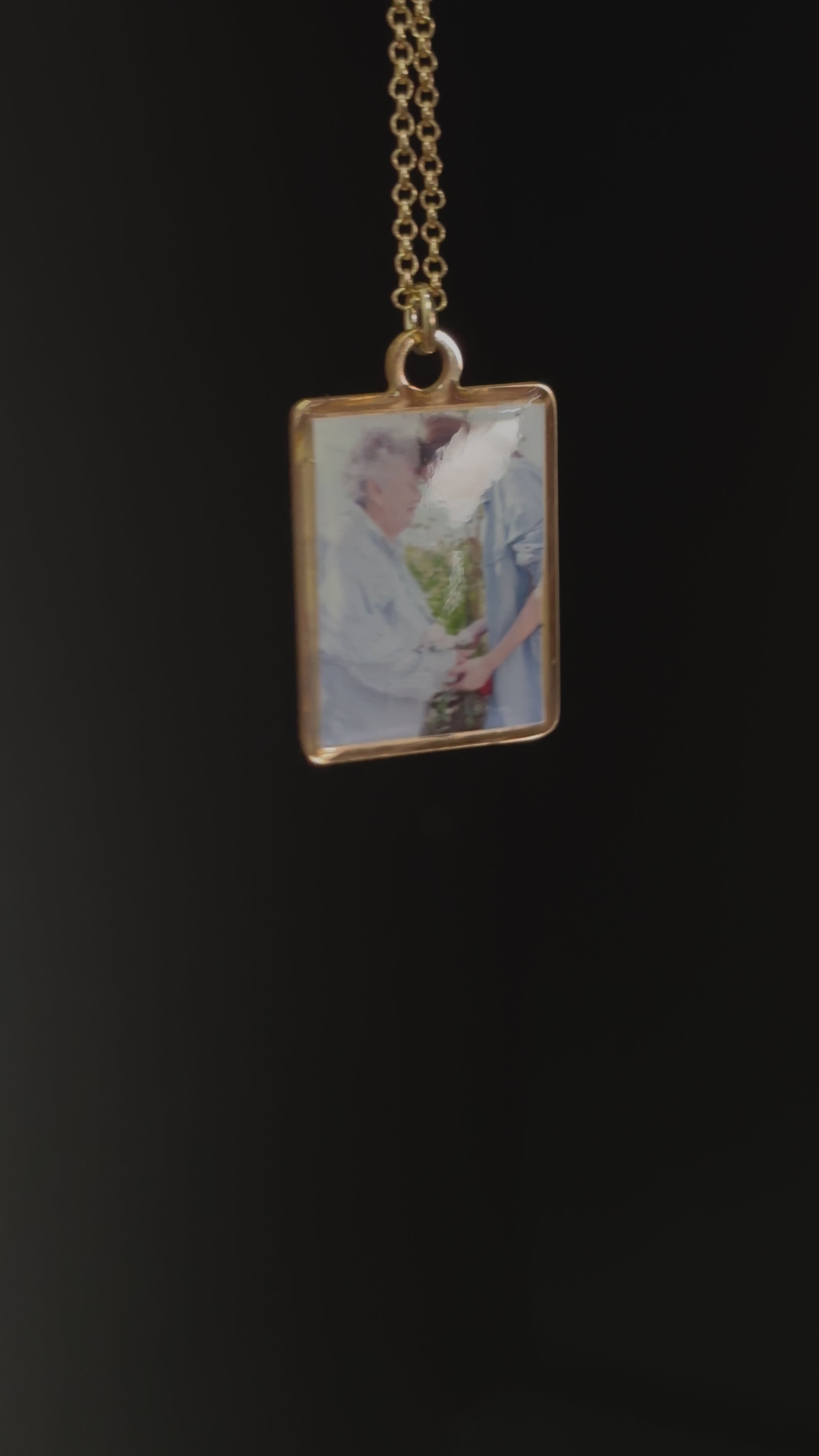 Collana  foto fonte/retro personalizzata forma rettangolare