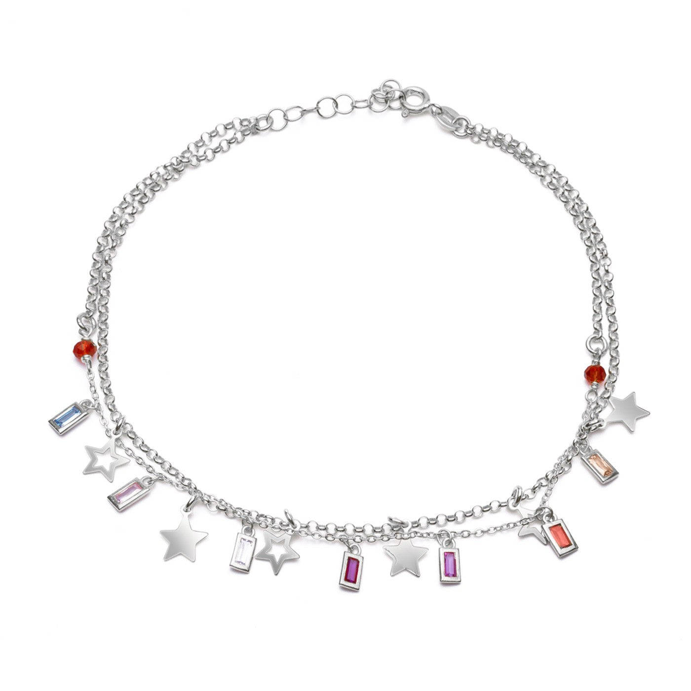 Cavigliera stelline e pendenti multicolor