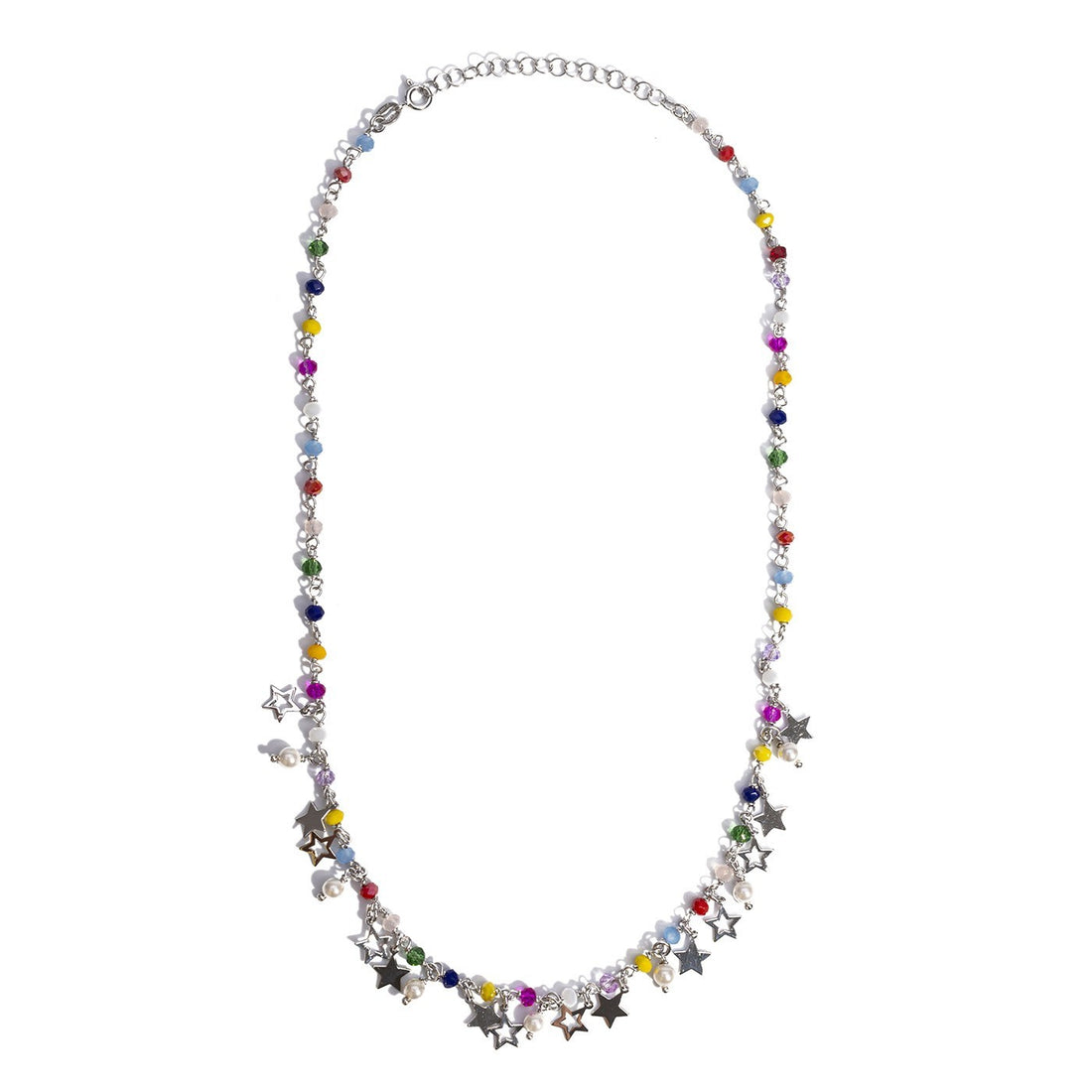 Collana pietre multicolor e stelle pendenti