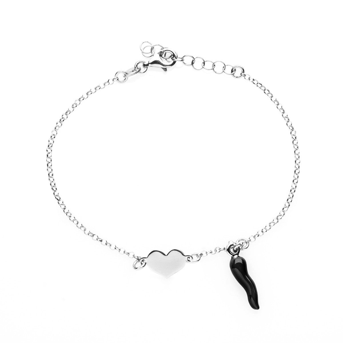 Bracciale corno nero & cuore
