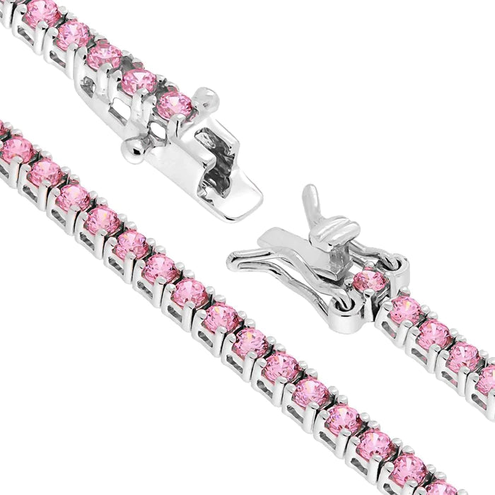 Bracciale tennis pietre rosa 2 mm