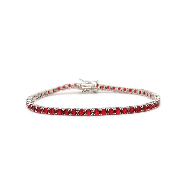 Bracciale tennis pietre rosse 3 mm