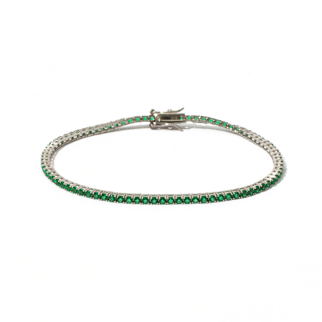 Bracciale tennis pietre verdi 2 mm