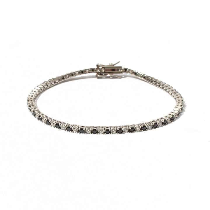 Bracciale tennis pietre bianche e nere 2 mm