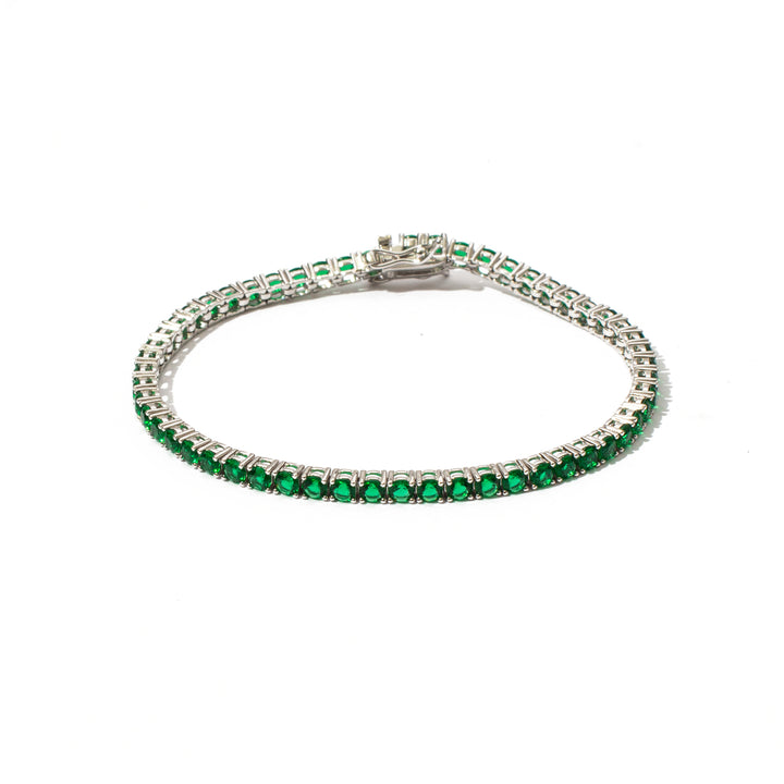 Bracciale tennis pietre verdi 3 mm