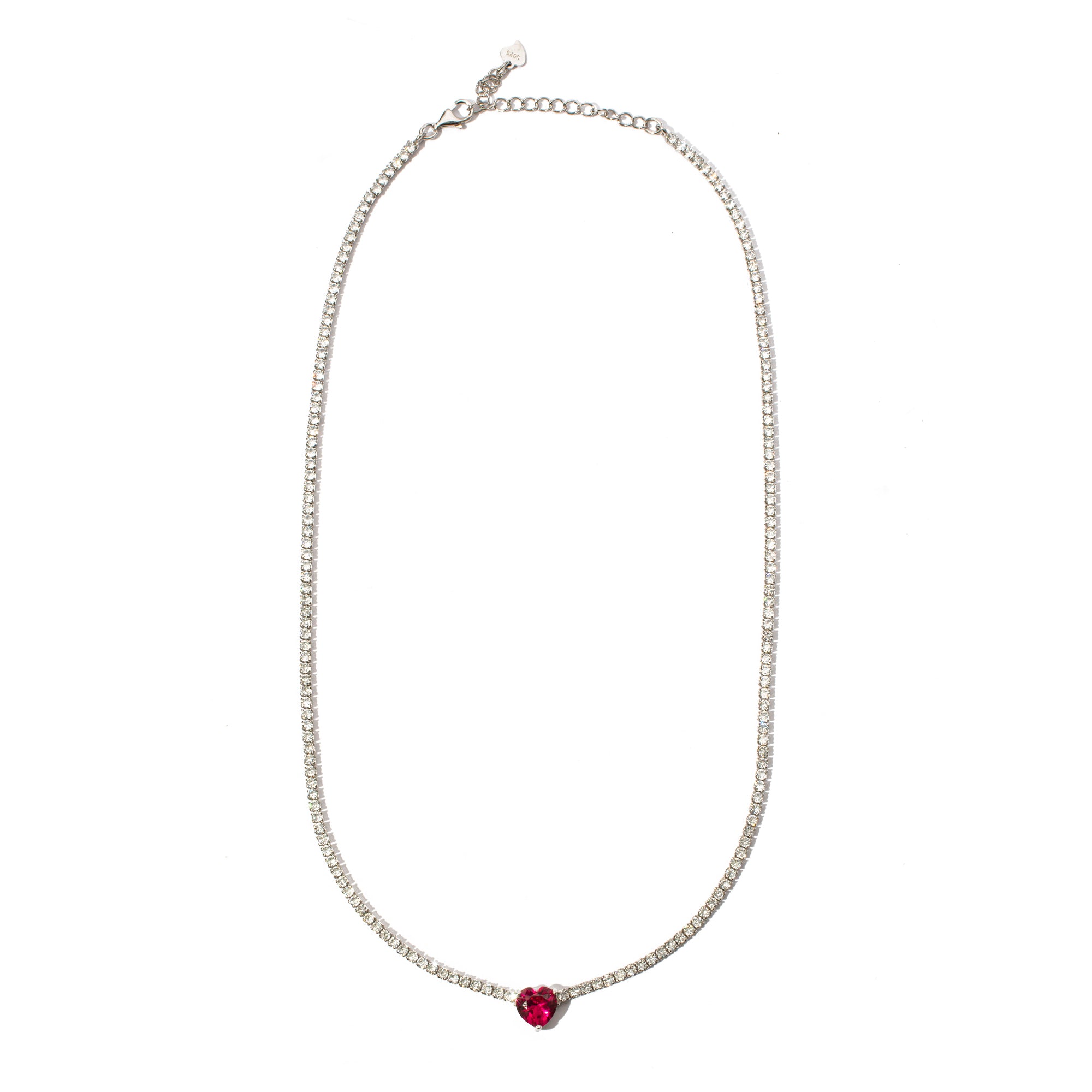 Collana con cuore rosso  e pietre bianche