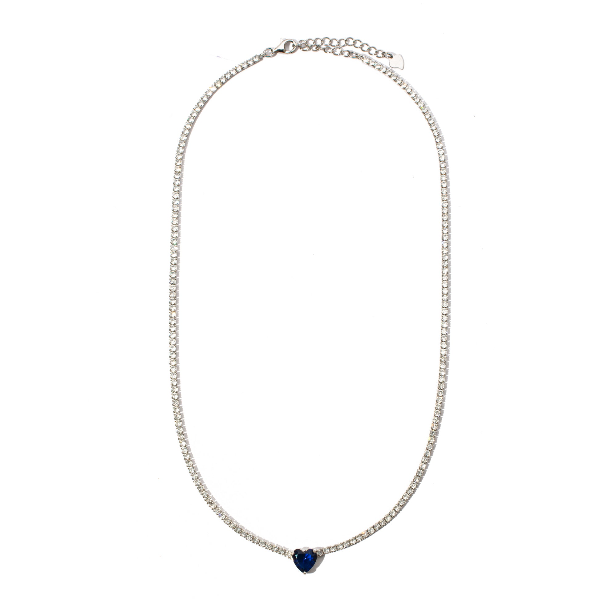 Collana con cuore blu  e pietre bianche