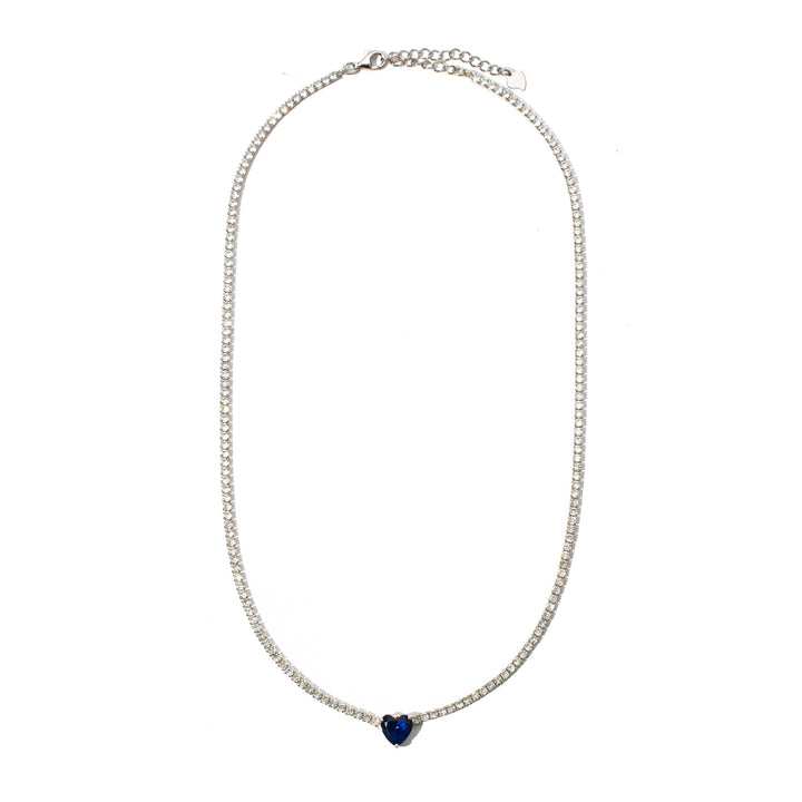 Collana con cuore blu  e pietre bianche