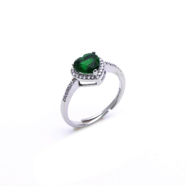 Anello regolabile con pietra verde a cuore