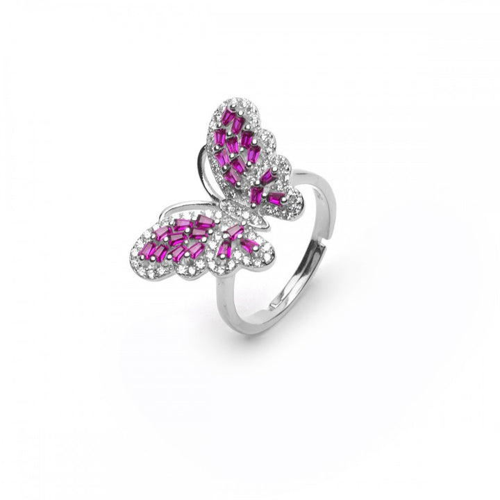 Anello regolabile farfalla magenta
