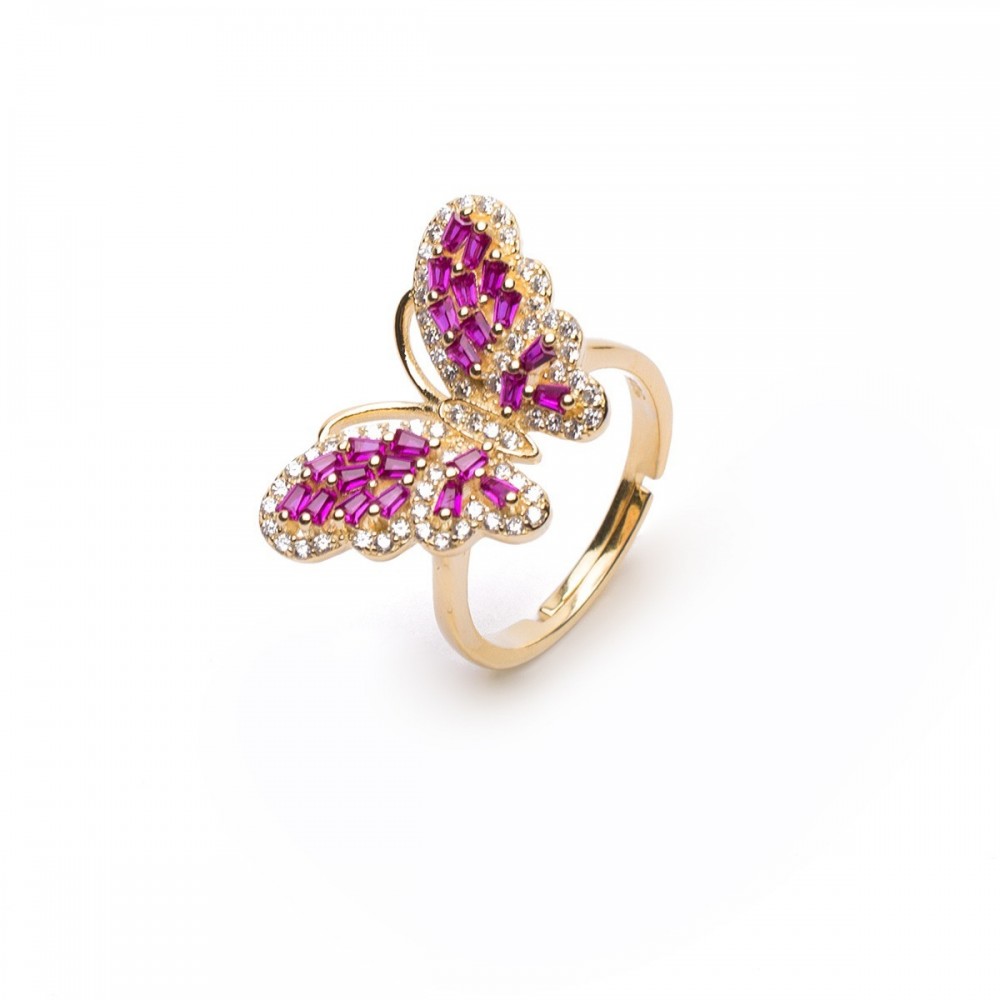 Anello regolabile farfalla magenta