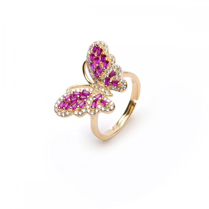 Anello regolabile farfalla magenta