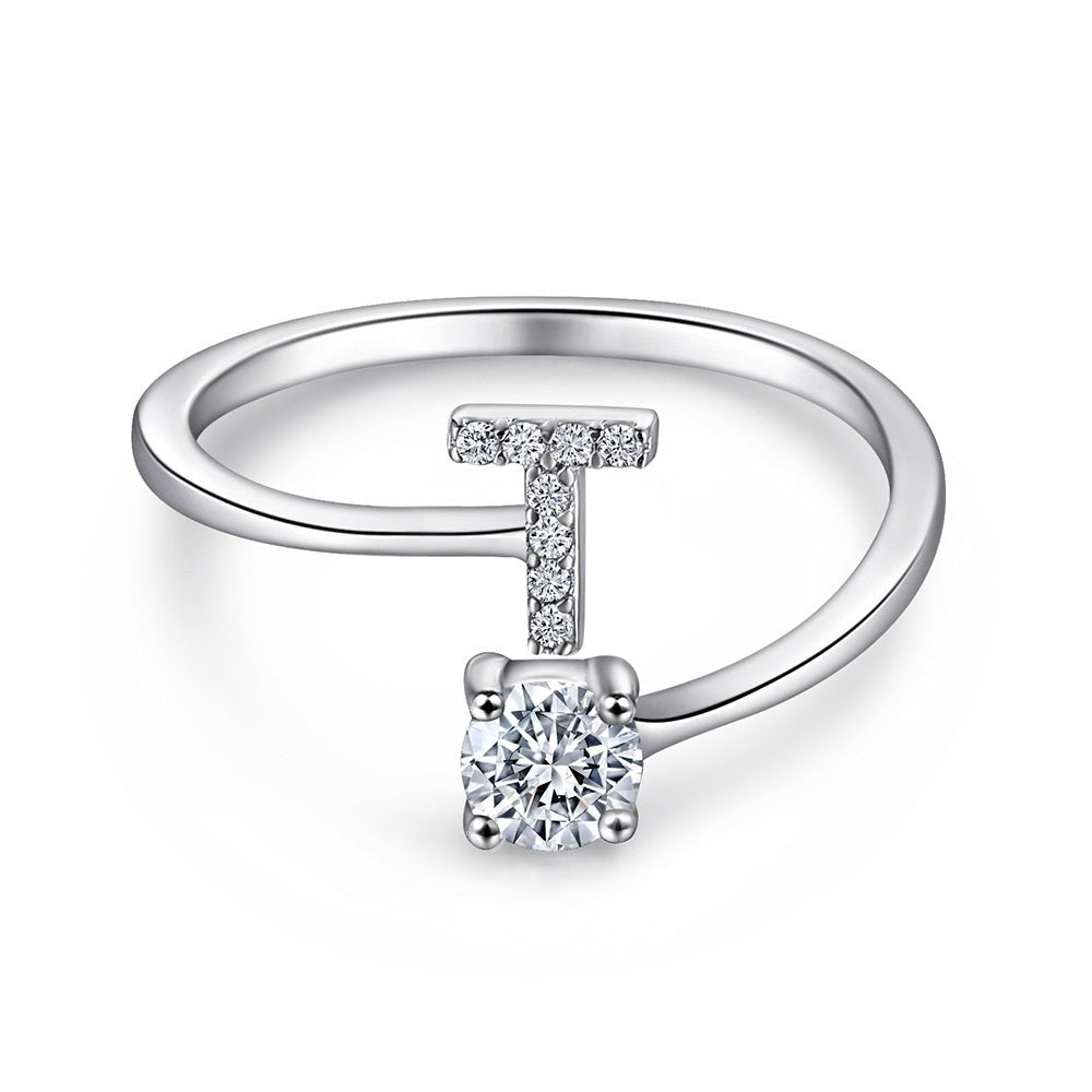 Anello regolabile lettera e punto luce