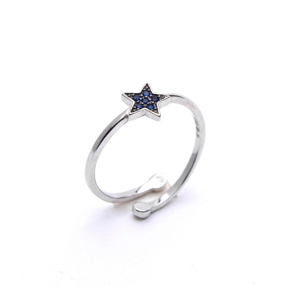 Anello regolabile stella con pietre blu