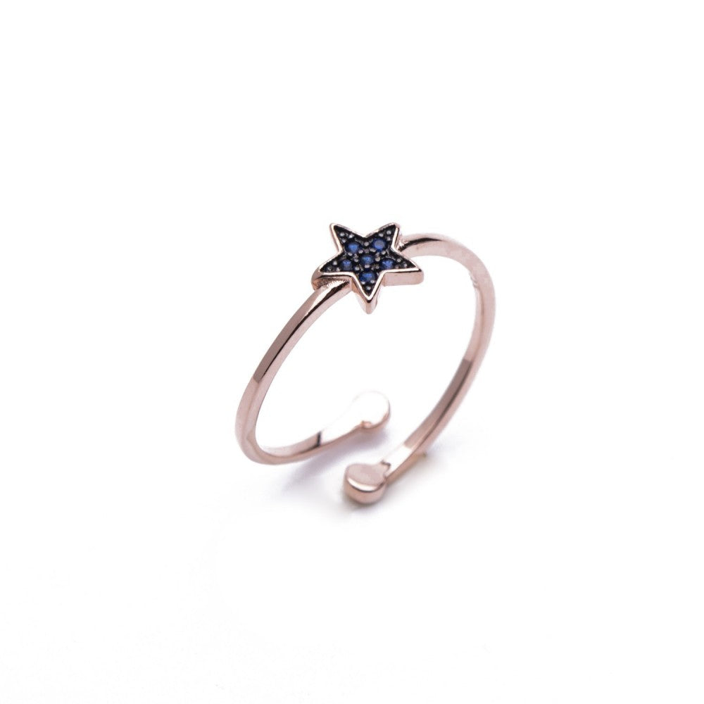 Anello regolabile stella con pietre blu