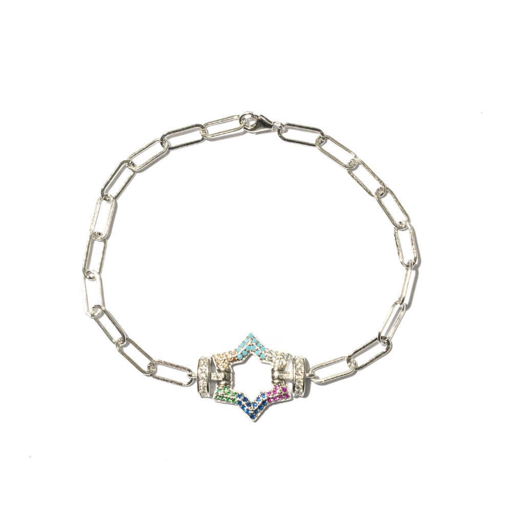 Bracciale catena con stella multicolor
