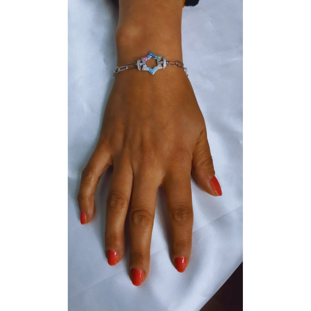 Bracciale catena con stella multicolor