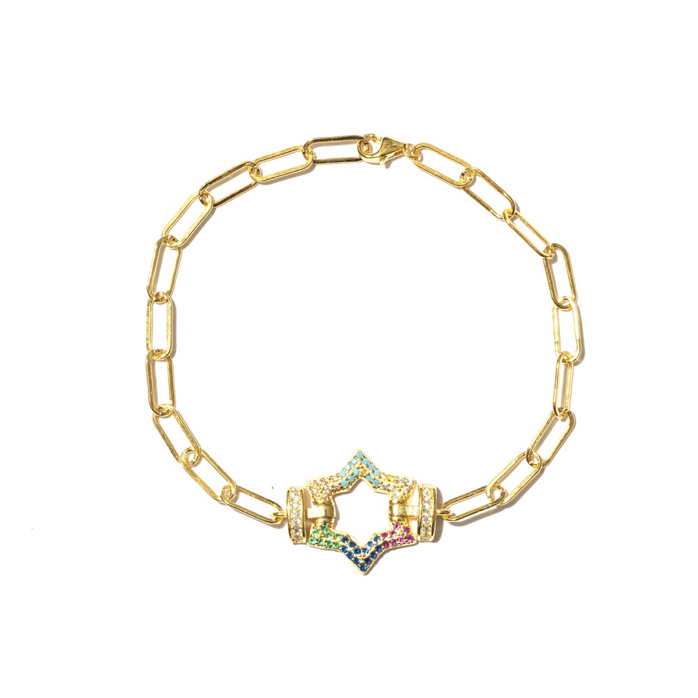 Bracciale catena con stella multicolor