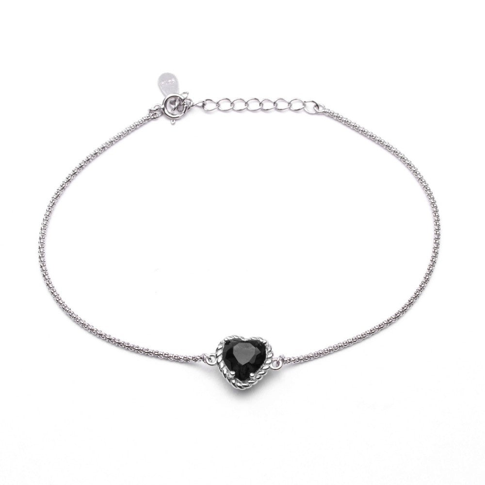 Bracciale con pietra a cuore nero