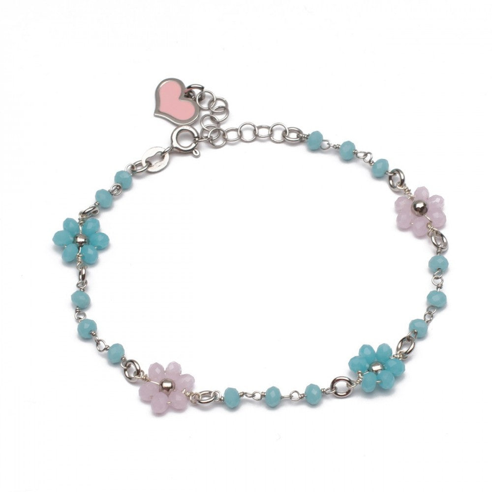 Bracciale con pietre turchesi e fiori colorati