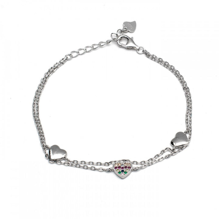 Bracciale due fili con cuoricino multicolor