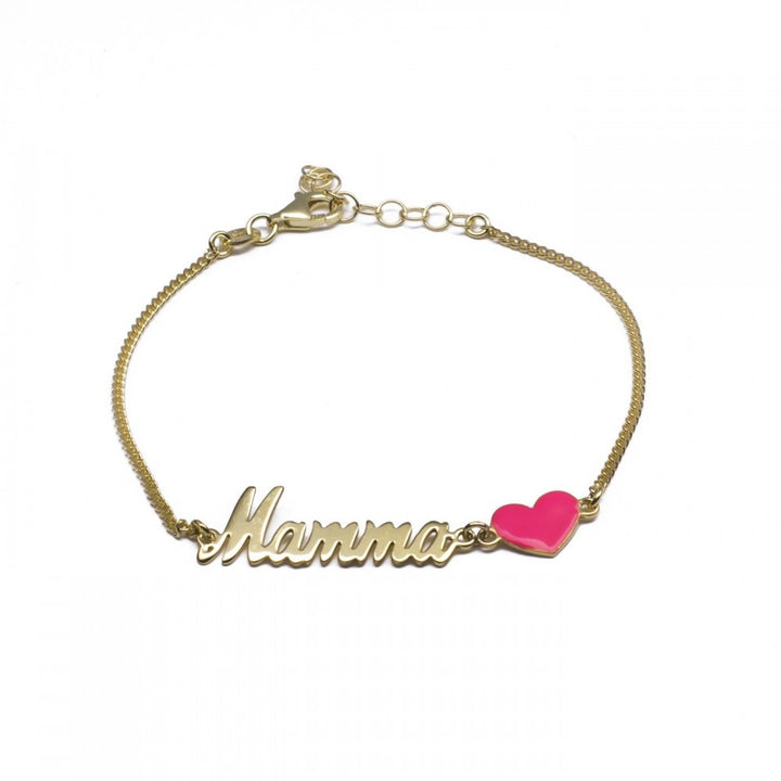 Bracciale Mamma con cuore rosa