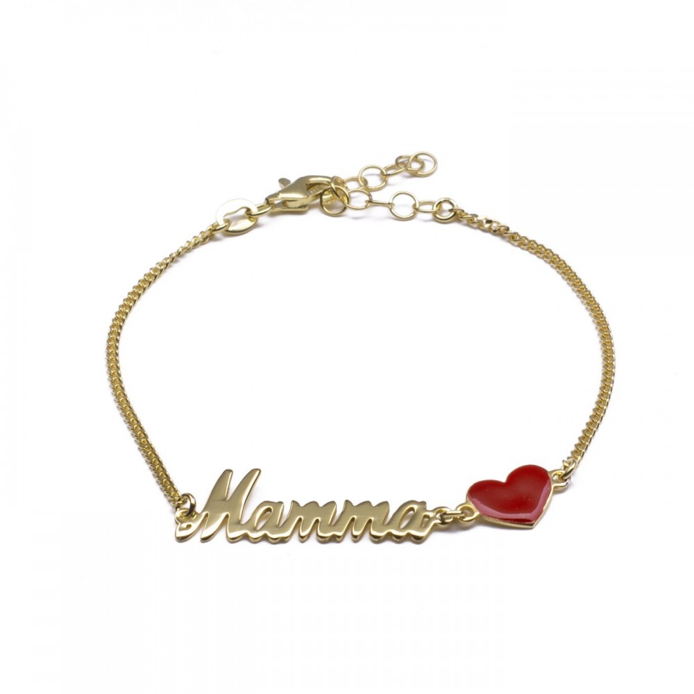 Bracciale Mamma con cuore rosso