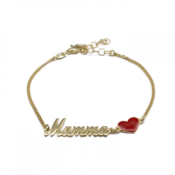 Bracciale Mamma con cuore rosso