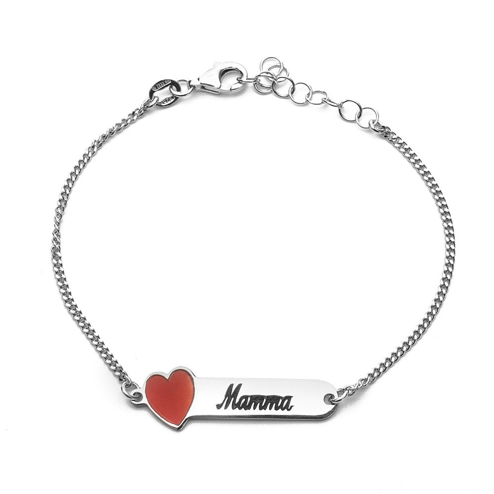 Bracciale mamma con cuore rosso