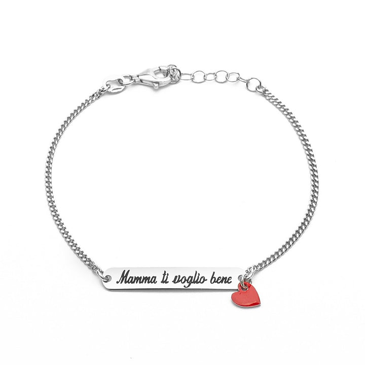 Bracciale mamma ti voglio bene con cuore rosso