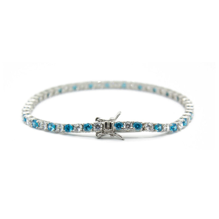 Bracciale tennis con pietre bianche e azzurre