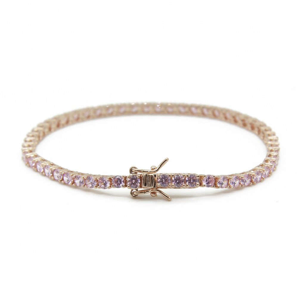 Bracciale tennis con pietre rosa