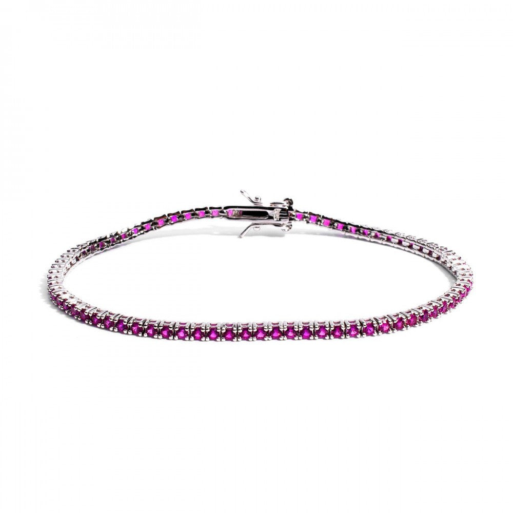 Bracciale tennis pietre fucsia 2 mm