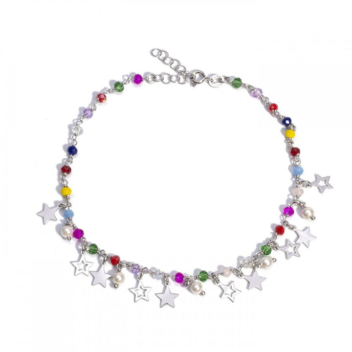 Cavigliera pietre multicolor e stelle pendenti