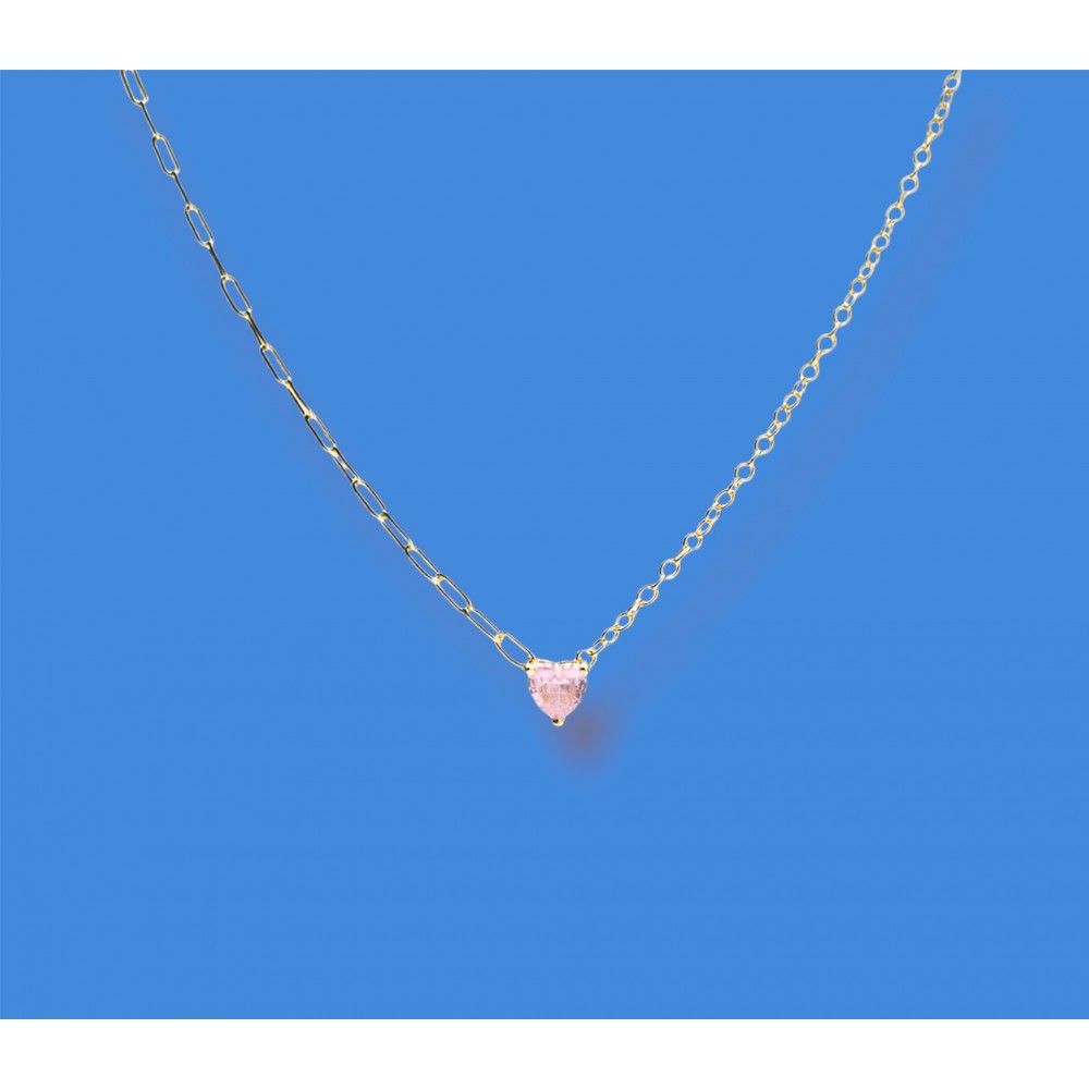 Collana con pietra e  cuore rosa