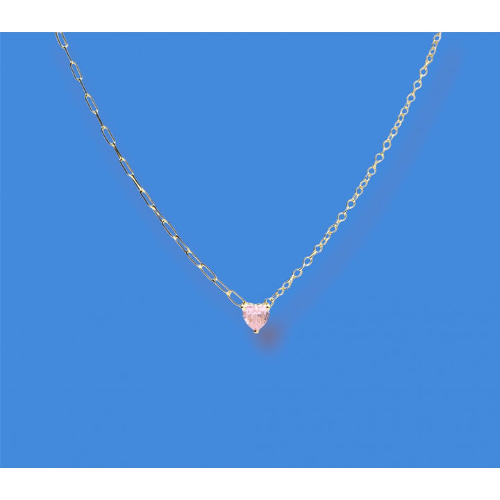 Collana con pietra e  cuore rosa