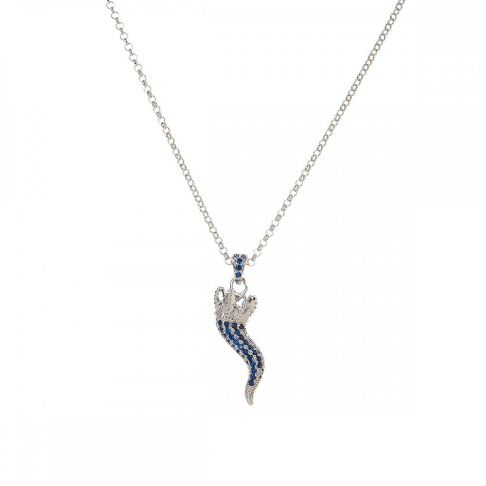 Collana corno pietre blu