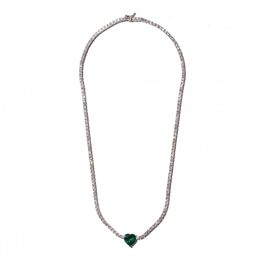 Collana tennis cuore verde