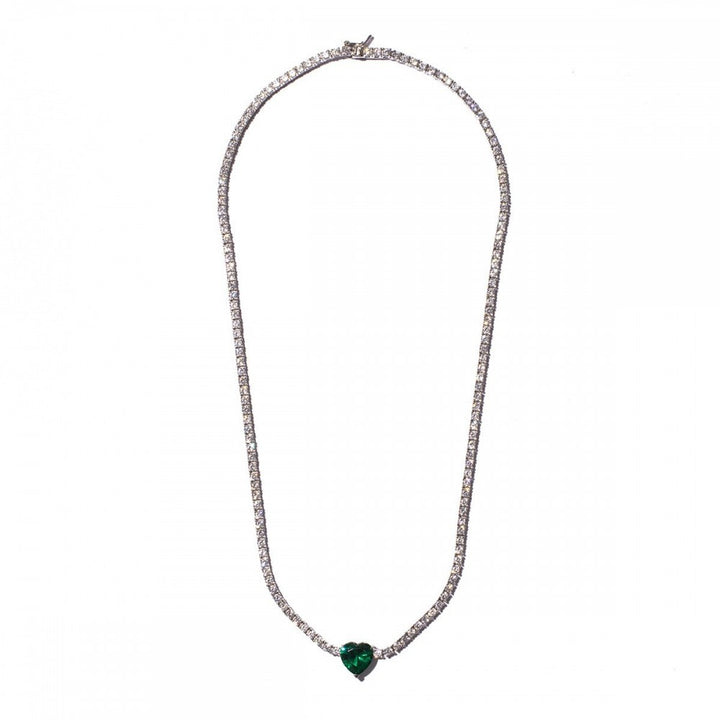 Collana tennis cuore verde