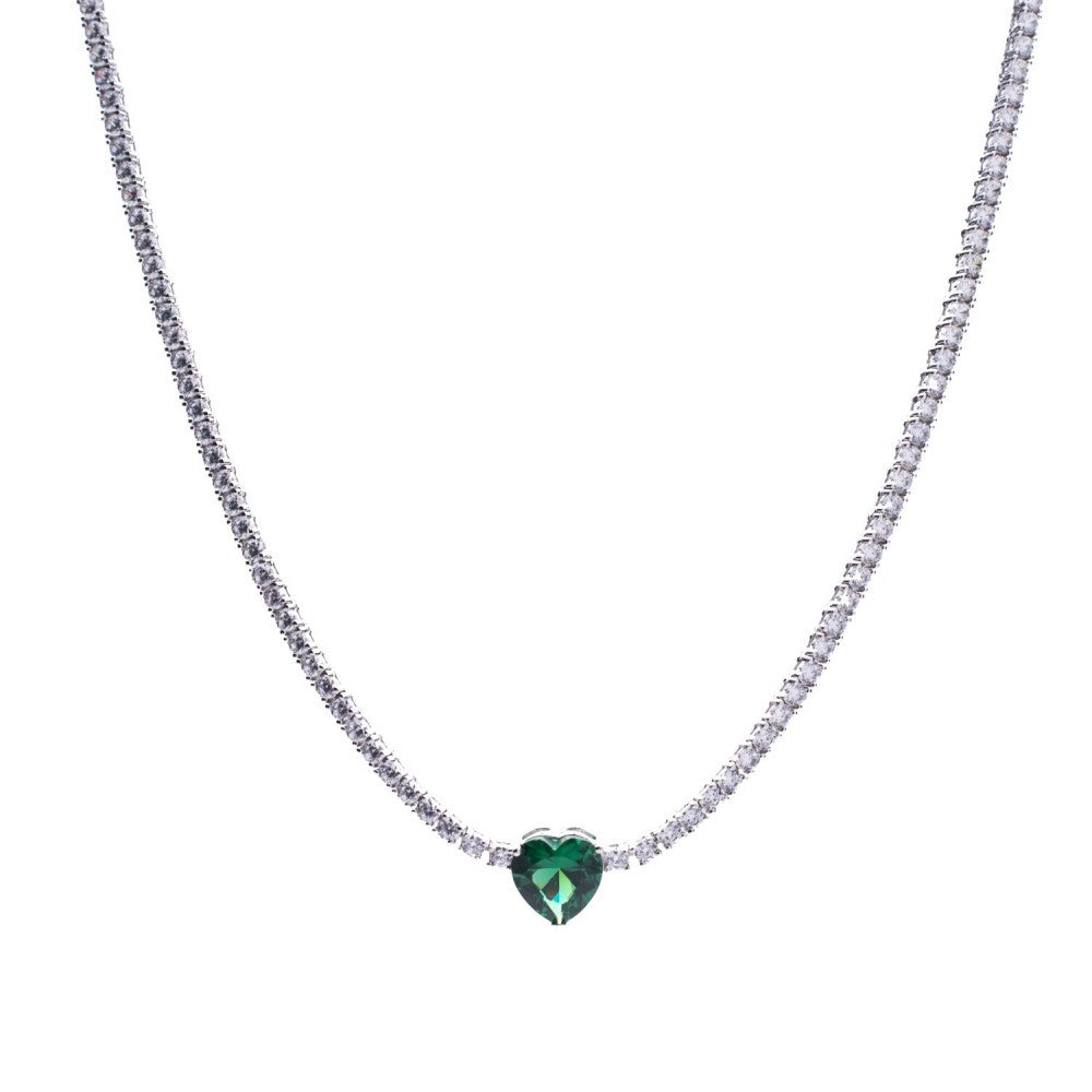 Collana tennis cuore verde