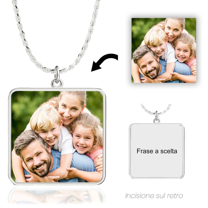 Collana foto personalizzata forma quadrata