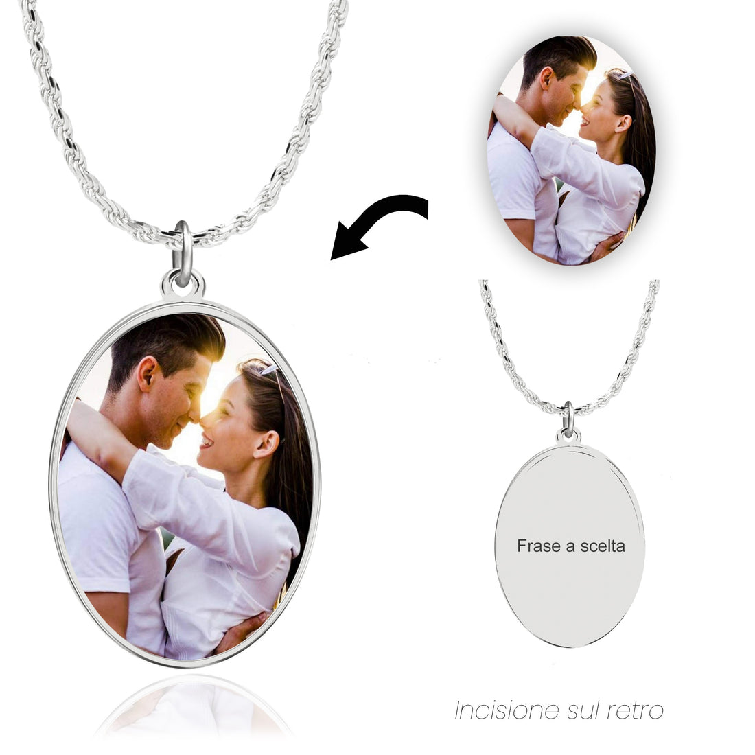 Collana foto personalizzata forma ovale