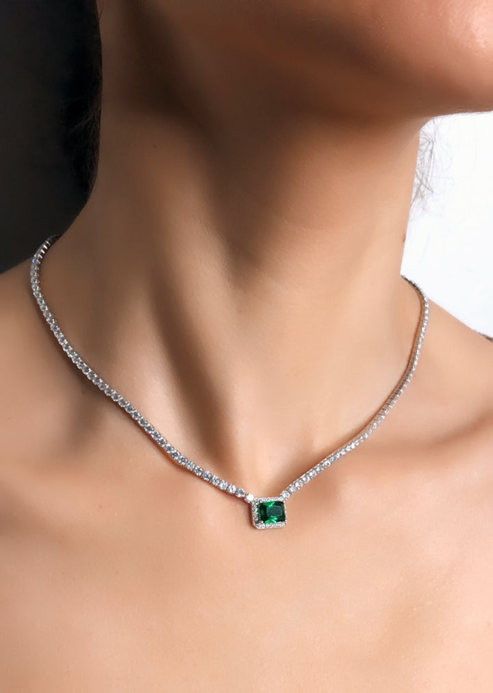 Collana tennis pietra verde