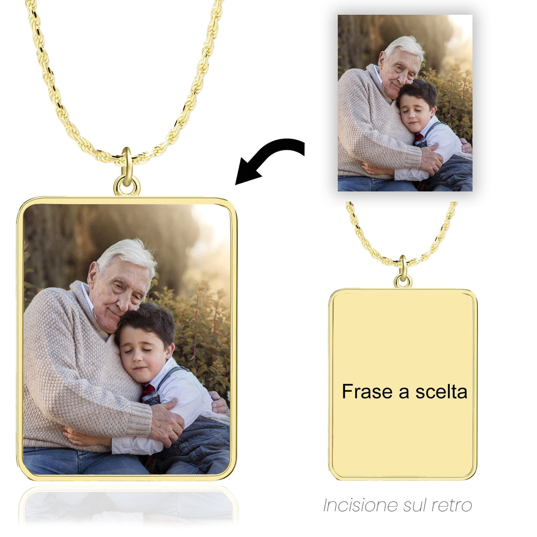 Collana foto personalizzata forma rettangolare